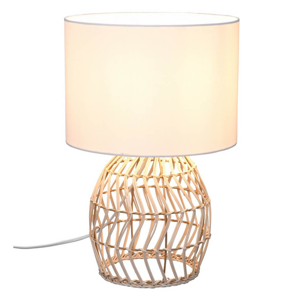 Stolikowa pleciona lampka Rike R51131036 RL Light boho naturalna drewniana