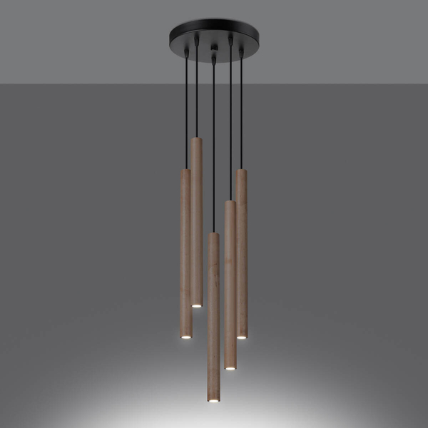 Lampa wisząca nad stół Pastelo SL.1270 tubka sopel drewniana czarna