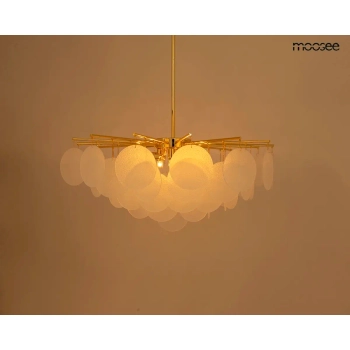 Szklana wisząca lampa SUONO złota biała MSE1501100567 6xE14 glamour