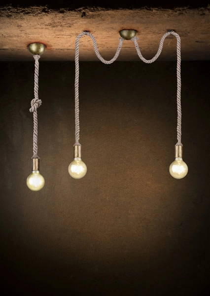 LAMPA wisząca ROPE 310100204 Trio metalowa OPRAWA marynistyczne liny patyna beżowe