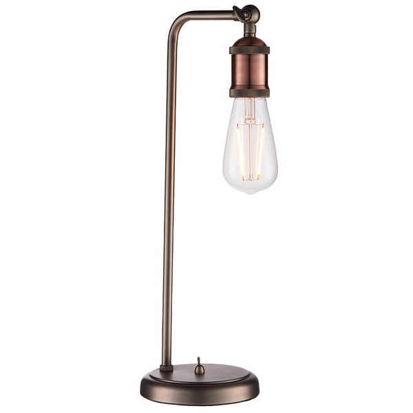 Stołowa lampka retro Hal 76339 z włącznikiem miedziany cyna