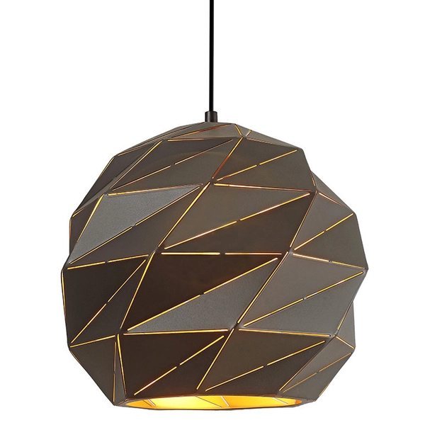 Geometryczna LAMPA wisząca PALERMO PND-2424-1L-GR+GD Italux metalowa OPRAWA zwis mozaika grafitowa