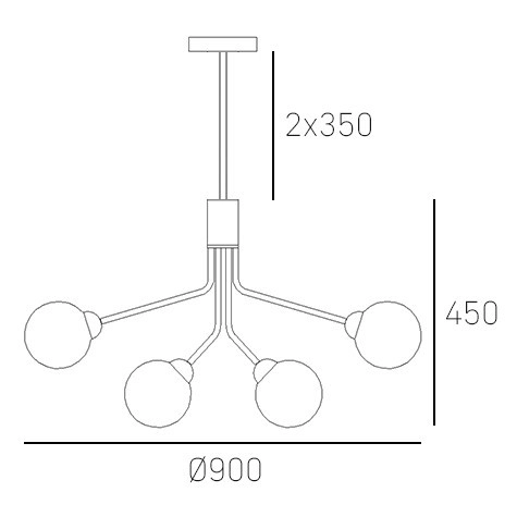 Modernistyczna LAMPA wisząca CAPE TOWN P12049BR Cosmolight szklane kule do jadalni mosiądz