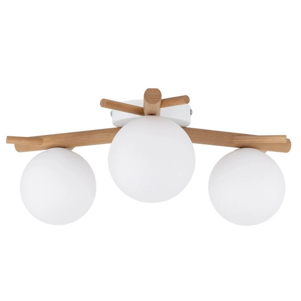 Potrójna lampa sufitowa Sheron 5308 TK Lighting kule biały drewniany