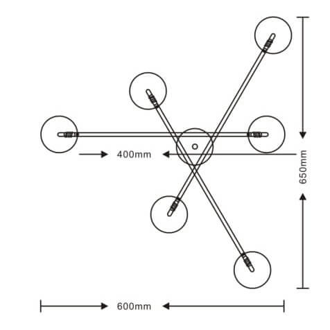 Loftowa lampa sufitowa Dorado LP-002/6C szklane kule molekuły złote białe