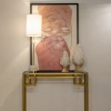 Stołowa lampka Bari T01040BR-WH tuba abażur do gabinetu mosiądz biała