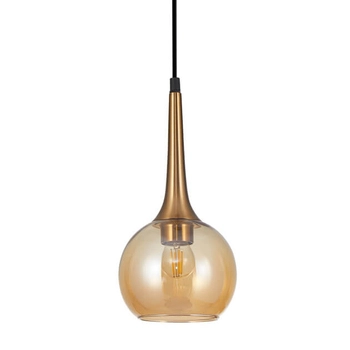 Kulista lampa wisząca Favera PND-42361-1-BRO-AMB Italux bursztynowy brąz antyczny