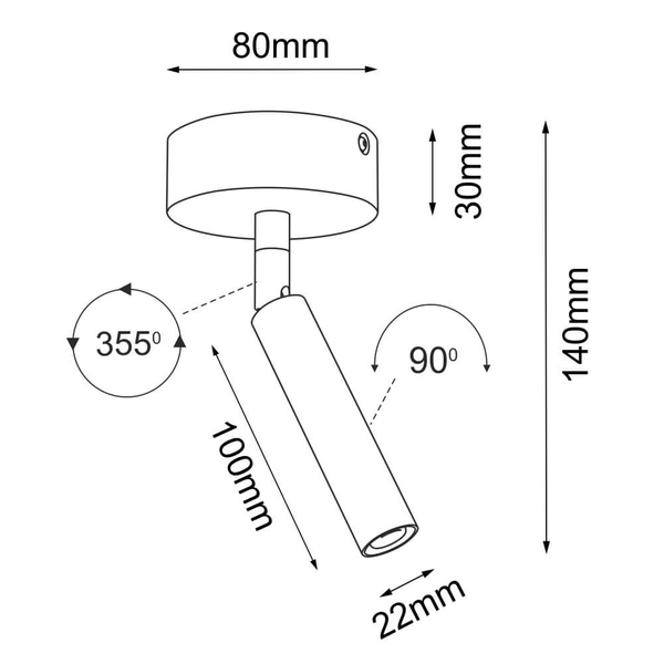 Reflektor natynkowy Point 2281 BROSline rurka do kuchni metalowy czarny