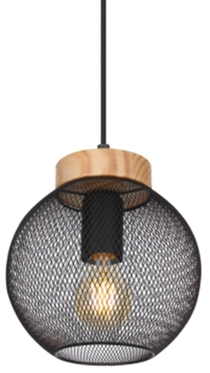 Wisząca lampa Pablo 15663H okrągła czarna drewniana