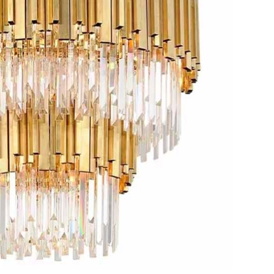 Okrągła lampa wisząca CGPIPORGANCRYST do pokoju mosiądz