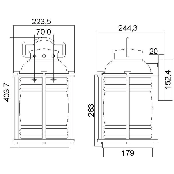 Elewacyjna LAMPA zewnętrzna Ashland KL-ASHLANDBAY2-L Elstead KICHLER ogrodowa OPRAWA retro KINKIET outdoor IP44 cynk przezroczysty