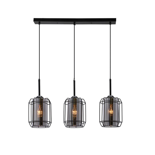 Wisząca lampa druciana Jonera industrial czarna przydymiona