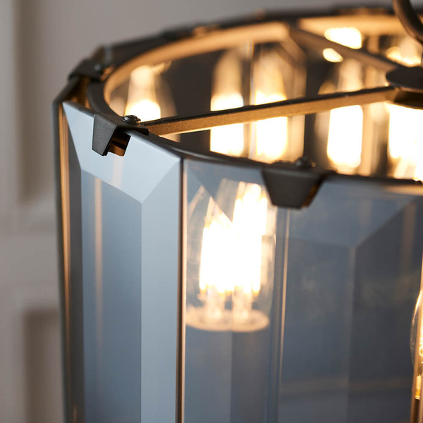 Szklana lampa wisząca nad stół Clooney 61281 loftowa przydymiony