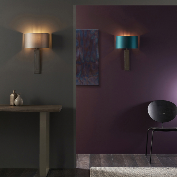 Salonowa lampa ścienna L&-195271 Light& z abażurem brązowa ecru