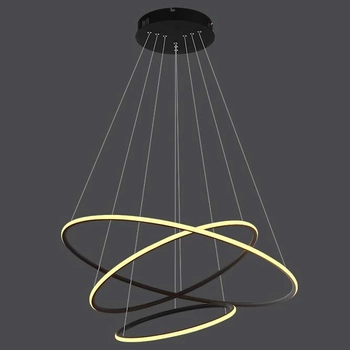 LAMPA wisząca SLIM/000024/3000/B MDECO okrągła OPRAWA biurowy ZWIS LED 125W 3000K ring czarny