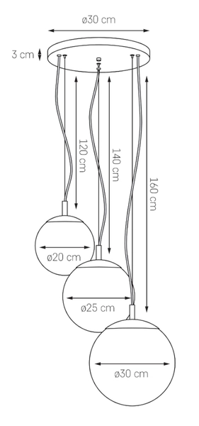 Wisząca LAMPA hygge ALUR 10734302 Kaspa skandynawska OPRAWA kulisty ZWIS szklane kule balls przezroczyste czarne