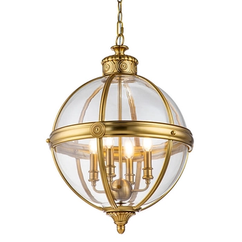 Wisząca lampa retro Adams FE-ADAMS-4P-BB Feiss przezroczysta mosiądz