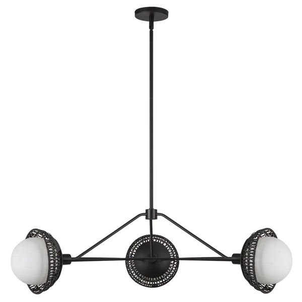 Designerska wisząca lampa Perth ALM-PERTH3-BK rattan czarna