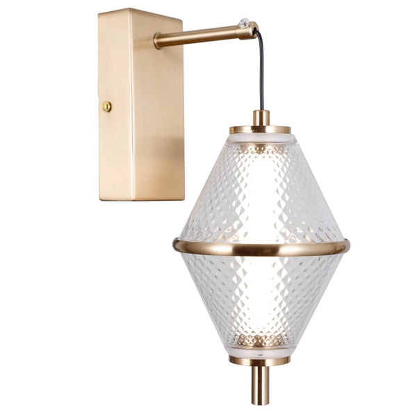 Szklany kinkiet Fuente WL-34395-1-HBR LED 5W 3000K złoty przezroczysty