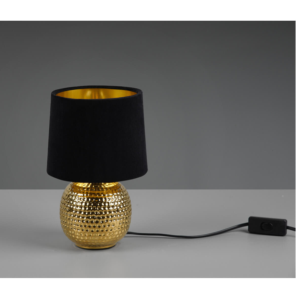 Ceramiczna lampka nocna EUDORA DL002-50821 z abażurem czarna złota