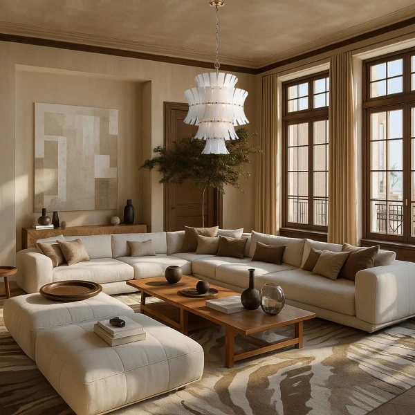 Wisząca lampa Lancaster P13449BR do jadalni szklana mosiądz