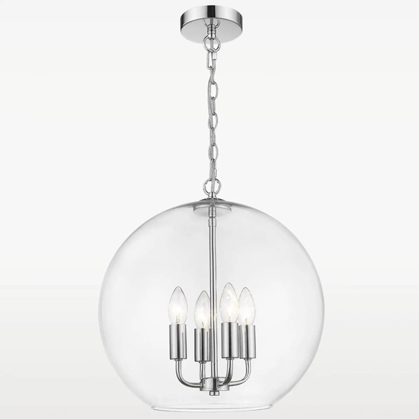 Eklektyczna lampa wisząca Prague p04974ch Cosmolight metal szkło srebrna