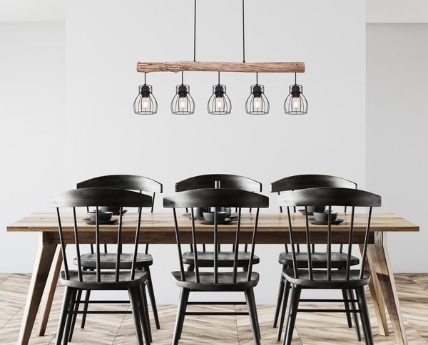 Wisząca lampa drewniana Mina 15326-5N czarna drewniana