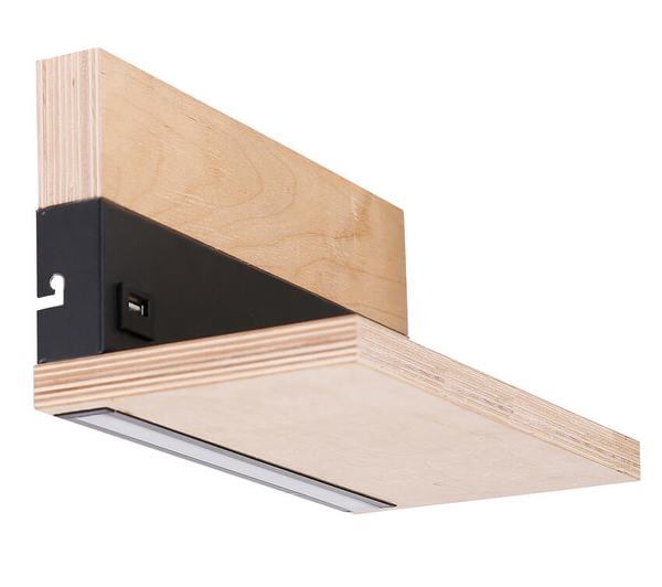 Sypialniany kinkiet Anet LED 4W 4000k półka port USB czarna drewno