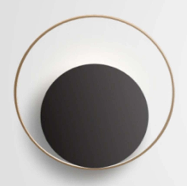 Okrągła lampa ścienna CGEYEBKGD do sypialni czarna złota