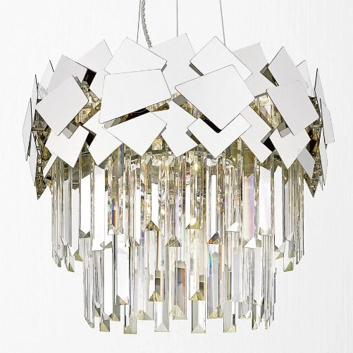 Szklana lampa wisząca QUASAR P0506-05A-F4AC glamour srebrny przezroczysty