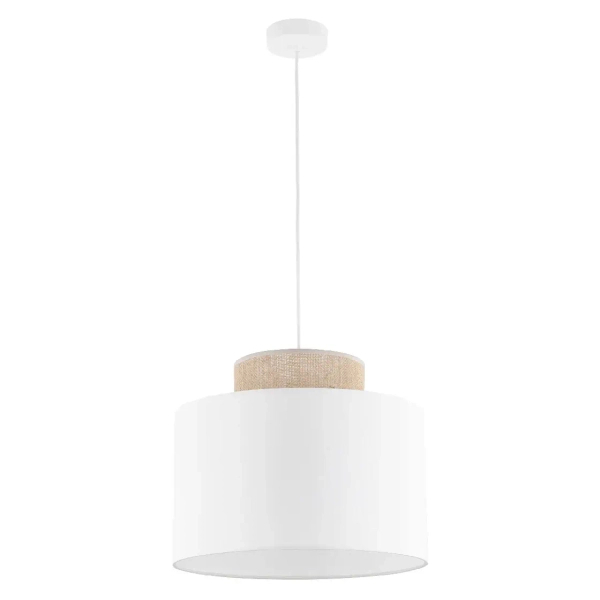 Skandynawska lampa wisząca Duo 1856 tuba z naturalnej juty biały