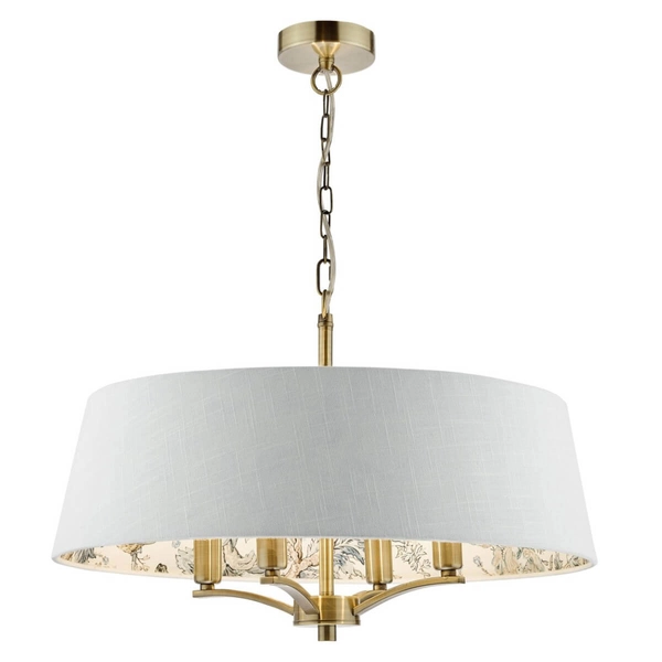 Zwisająca lampa Delft DEL0415-EH Dar Lighting materiałowa biały mosiądz