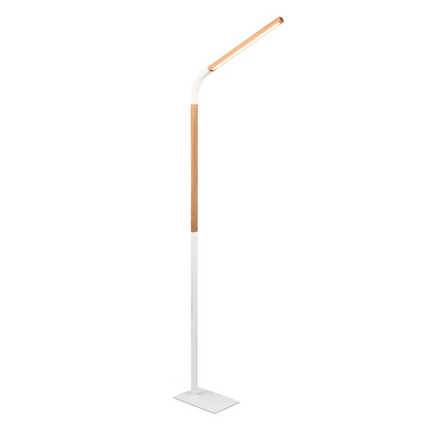 Drewniana lampa stojąca Norris 445210131 LED 14W 3000K z wtyczką biała