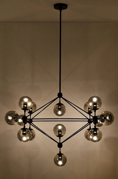 Wisząca lampa modernistyczna PLANETARIO czarna przydymiona