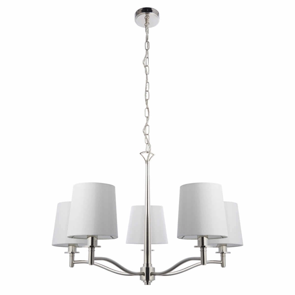 Abażurowy żyrandol Ortona 95826 Endon do salonu nikiel biały