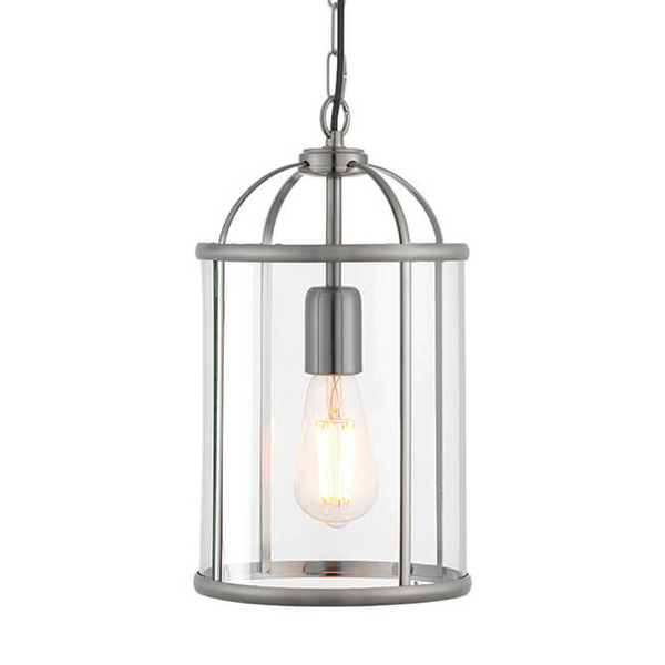 Metalowa lampa wisząca Lambeth 70323 Endon do pokoju srebrna przezroczysta