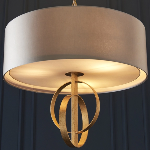 Salonowa lampa wisząca L&-195212 Light& okrągły abażur antyczne złoto