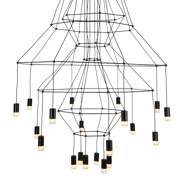 Lampa wisząca modernistyczna LINEA ST-5961-20 czarna metalowa G9 20-punktowa do salonu