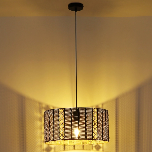 Ażurowa LAMPA wisząca ABINI 15450H Globo metalowa OPRAWA okrągły zwis czarny