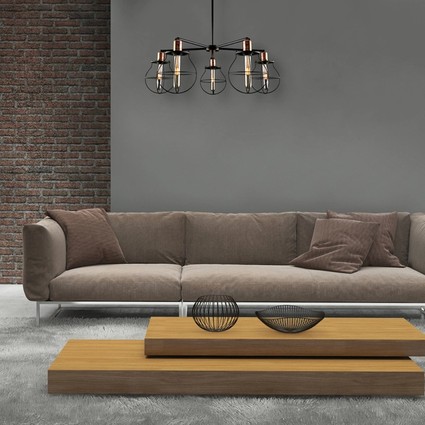 Zwis industrialny do kuchni Manufacture 9738 czarna lampa klatki