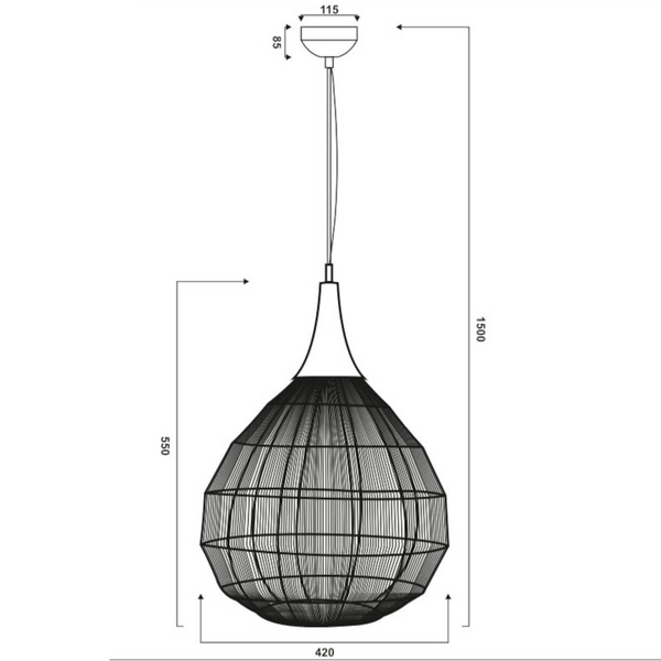 Lampa wisząca SORAYA 365440132 Trio drop zwisająca do sypialni czarny