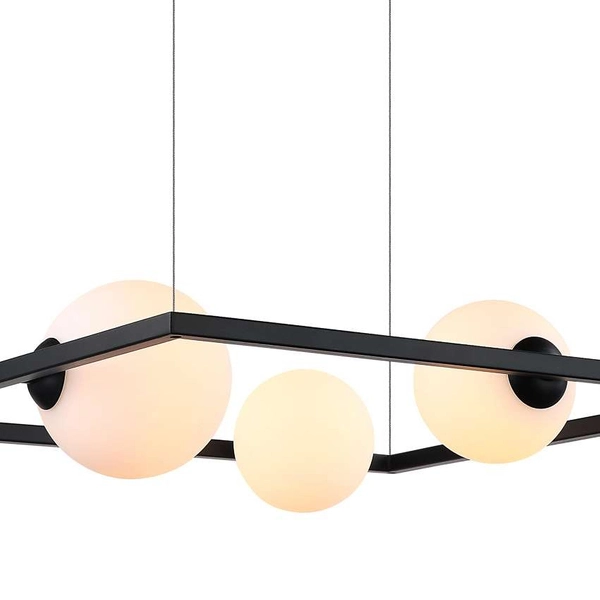 LAMPA wisząca GARETH MDM-3975/3 BK Italux metalowa OPRAWA ramka ZWIS szklane kule balls czarna