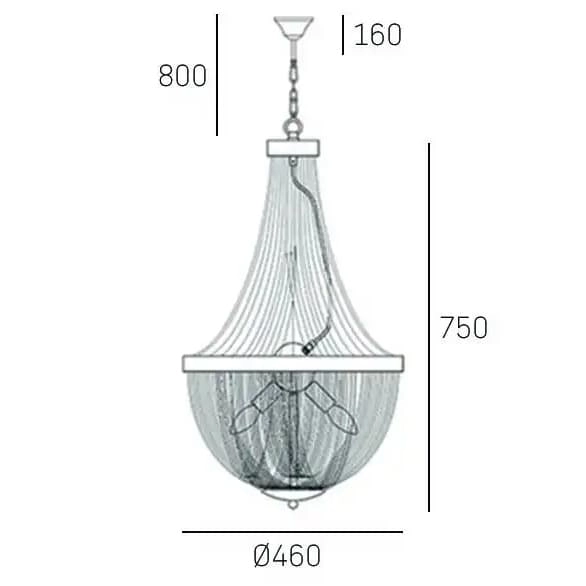 Wisząca lampa vintage glamour Roma p04543bk Cosmolight metal czarna