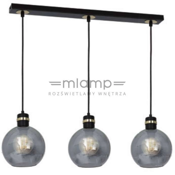 Loftowa LAMPA wisząca OMEGA MLP6531 Milagro okrągła OPRAWA szklany ZWIS kule na listwie czarne przezroczyste