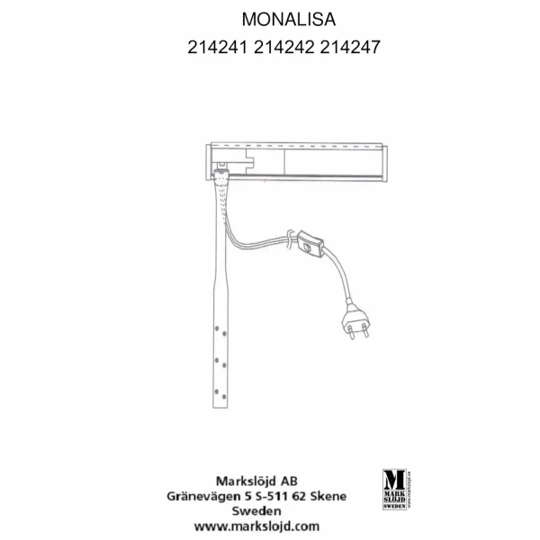 Minimalistyczna lampa ścienna Monalisa galeryjka złota
