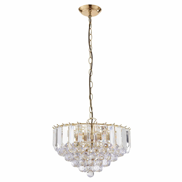 Lampa wisząca z kryształkami Fargo FARGO-14BP Endon mosiądz przezroczysta
