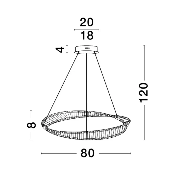 Salonowa lampa wisząca BAUTA LE42913 z kryształkami LED 45W złota