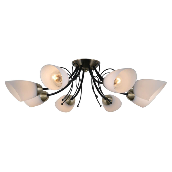 LAMPA sufitowa CRISTINA PND-6706-8 Italux klasyczna OPRAWA plafon szklany czarny brąz biały