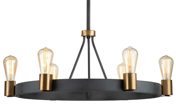 Wisząca lampa półplafon QN-SILAS-6P-DZ czarny złoty