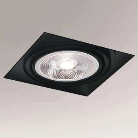 Spot LAMPA sufitowa KOMORO 3308 Shilo podtynkowa OPRAWA kwadratowa OCZKO regulowane WPUST do zabudowy czarny